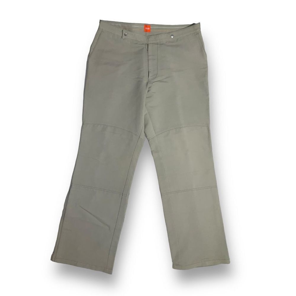👖 HUGO BOSS Gray Stretch Flare Pants 🔘 Men’s Size 36 | Retro Tailored Vibe